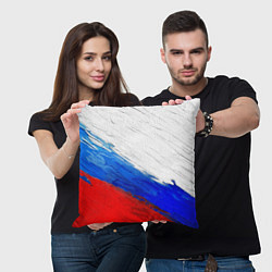 Подушка квадратная Триколор красками, цвет: 3D-принт — фото 2