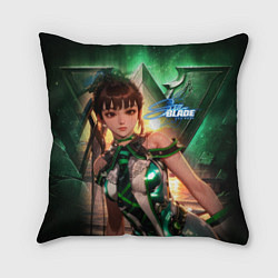 Подушка квадратная Stellar Blade Eve green style, цвет: 3D-принт