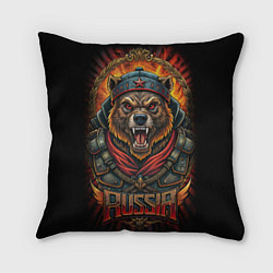 Подушка квадратная Мощный медведь СССР стиль, цвет: 3D-принт