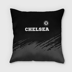 Подушка квадратная Chelsea sport на темном фоне посередине, цвет: 3D-принт