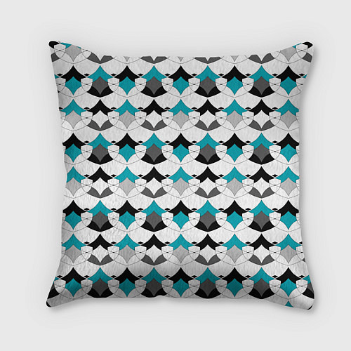 Подушка квадратная Разноцветный черный голубой с белым геометрический / 3D-принт – фото 2