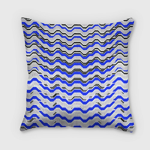 Подушка квадратная Black and blue stripes on a white background / 3D-принт – фото 2