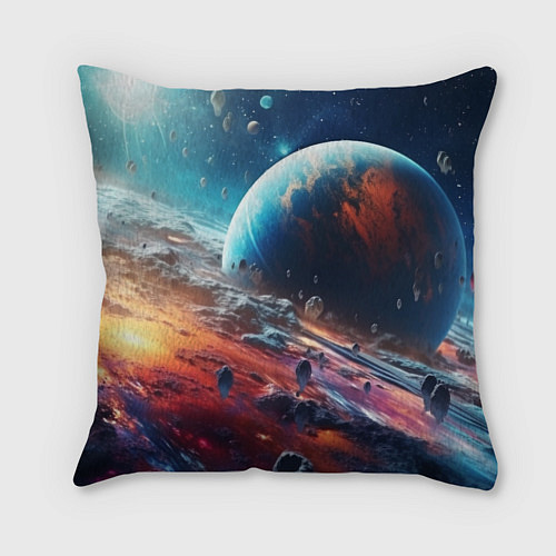 Подушка квадратная Космос фантастическая планета / 3D-принт – фото 2