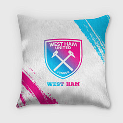 Подушка квадратная West Ham neon gradient style, цвет: 3D-принт