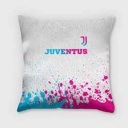 Подушка квадратная Juventus neon gradient style посередине, цвет: 3D-принт