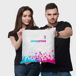 Подушка квадратная Juventus neon gradient style посередине, цвет: 3D-принт — фото 2
