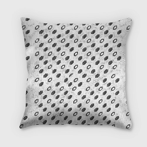 Подушка квадратная Чёрные шестиугольники на белом фоне / 3D-принт – фото 2