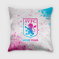 Подушка квадратная Aston Villa neon gradient style, цвет: 3D-принт