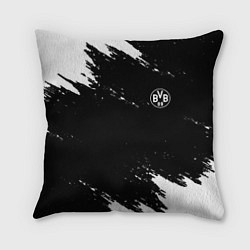 Подушка квадратная Borussia краски чёрно белый, цвет: 3D-принт