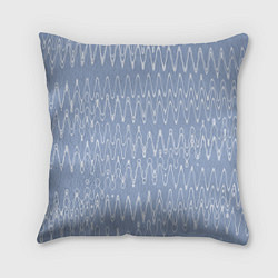 Подушка квадратная Кривые линии серо-голубой, цвет: 3D-принт
