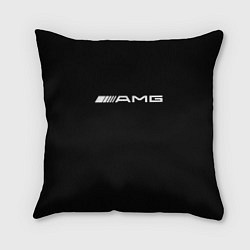 Подушка квадратная Amg logo white, цвет: 3D-принт