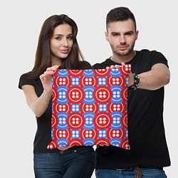 Подушка квадратная Красные и синие пуговицы, цвет: 3D-принт — фото 2