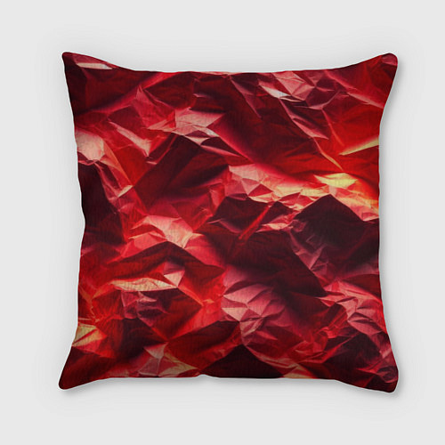 Подушка квадратная Эффект текстуры мятой красной бумаги / 3D-принт – фото 2