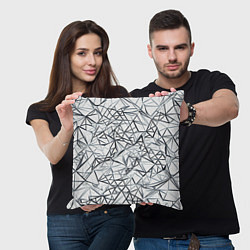 Подушка квадратная Чёрные хаотичные линии на белом фоне, цвет: 3D-принт — фото 2