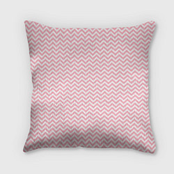 Подушка квадратная Белый в розовые ломаные полосы, цвет: 3D-принт