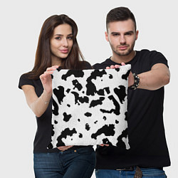 Подушка квадратная Черно белый пятнистый узор, цвет: 3D-принт — фото 2