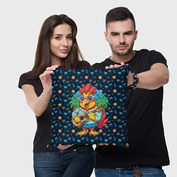 Подушка квадратная Жаркое лето петух играет на гитаре, цвет: 3D-принт — фото 2