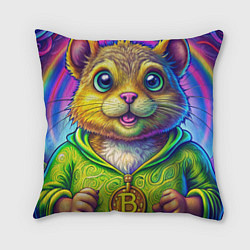 Подушка квадратная Хомяк и биткоин, цвет: 3D-принт
