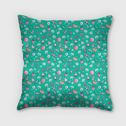 Подушка квадратная Грызун играет на гитаре жарким летом / 3D-принт – фото 2