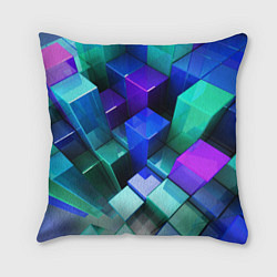 Подушка квадратная Неоновые кубы текстура, цвет: 3D-принт