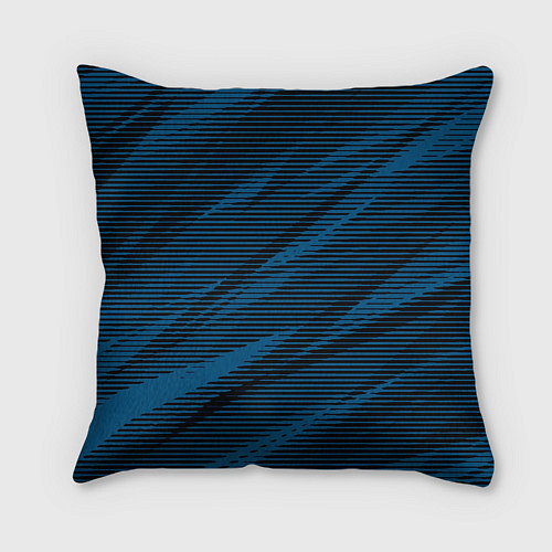 Подушка квадратная Полосатый чёрно-синий / 3D-принт – фото 2