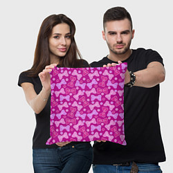 Подушка квадратная Розовые бантики, цвет: 3D-принт — фото 2