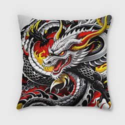 Подушка квадратная Огнедышащий дракон в японском стиле, цвет: 3D-принт