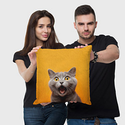 Подушка квадратная Удивленный кот, цвет: 3D-принт — фото 2