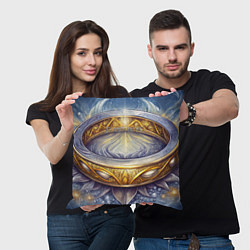 Подушка квадратная Elden Ring лого и волшебное золотое кольцо, цвет: 3D-принт — фото 2
