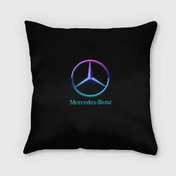 Подушка квадратная Mercedes neon logo, цвет: 3D-принт