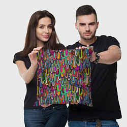 Подушка квадратная Абстрактные перья в стиле бохо, цвет: 3D-принт — фото 2