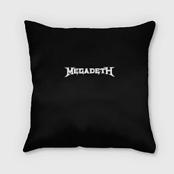 Подушка квадратная Megadeth logo white, цвет: 3D-принт