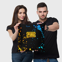Подушка квадратная PUBG огненное лого, цвет: 3D-принт — фото 2