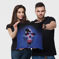 Подушка квадратная Череп разъяренный кричащий - blue skull, цвет: 3D-принт — фото 2