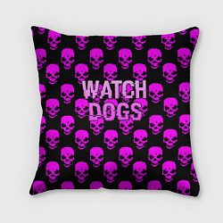 Подушка квадратная Watch dogs neon skull, цвет: 3D-принт