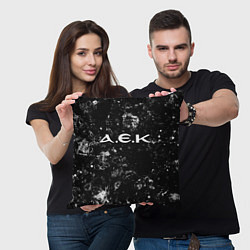 Подушка квадратная AEK Athens black ice, цвет: 3D-принт — фото 2