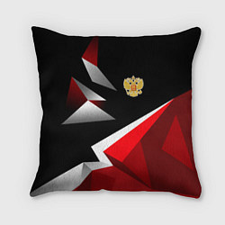 Подушка квадратная Russia uniform - красный и черный, цвет: 3D-принт
