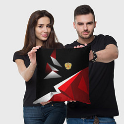 Подушка квадратная Russia uniform - красный и черный, цвет: 3D-принт — фото 2