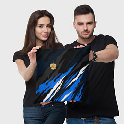 Подушка квадратная Герб России - blue sport, цвет: 3D-принт — фото 2
