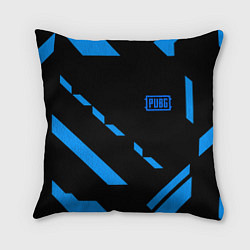 Подушка квадратная PUBG blue geometry, цвет: 3D-принт