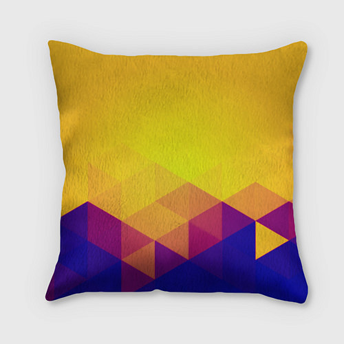 Подушка квадратная Желтая геометрия - спорт Россия с гербом / 3D-принт – фото 2