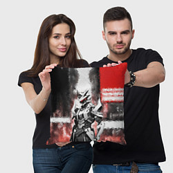 Подушка квадратная Боевой киборг в белой броне, цвет: 3D-принт — фото 2