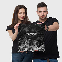 Подушка квадратная Gears of War black graphite, цвет: 3D-принт — фото 2