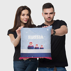 Подушка квадратная Флаг России и матрешки, цвет: 3D-принт — фото 2