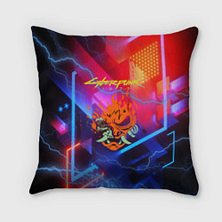 Подушка квадратная Cyberpunk logo - neon geometry, цвет: 3D-принт