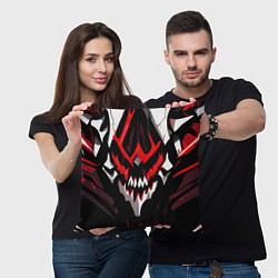 Подушка квадратная Абстрактное красное лицо монстра, цвет: 3D-принт — фото 2