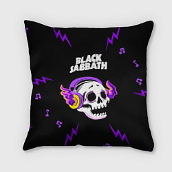 Подушка квадратная Black Sabbath неоновый череп, цвет: 3D-принт