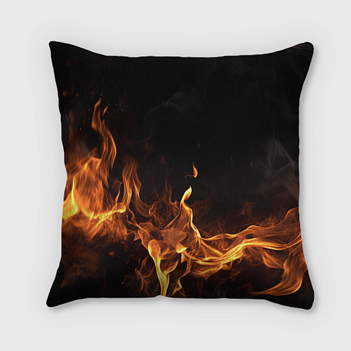 Подушка квадратная Deadlock logo на фоне огня / 3D-принт – фото 2