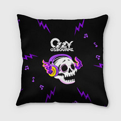 Подушка квадратная Ozzy Osbourne неоновый череп, цвет: 3D-принт