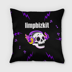 Подушка квадратная Limp Bizkit неоновый череп, цвет: 3D-принт